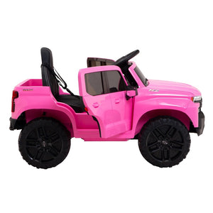 12V Pink Battery-Powered Ride-On Truck Licensed Chevrolet Silverado for Kids Trend Times 4
