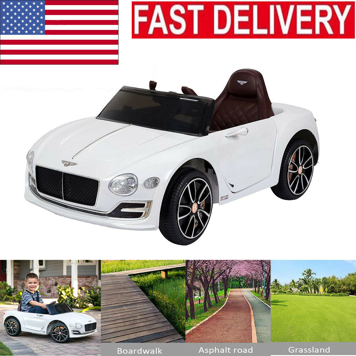 12V Kids Electric Ride-On Car with Remote Control, LED Lights, and MP3 Player, Bentley EXP12 Style Trend Times 0