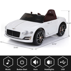 12V Kids Electric Ride-On Car with Remote Control, LED Lights, and MP3 Player, Bentley EXP12 Style Trend Times 15