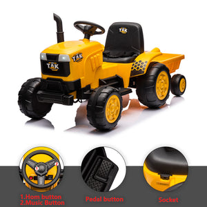 12V Electric Ride-On Tractor with Front Loader and Excavator for Kids Ages 3-6 Trend Times 18