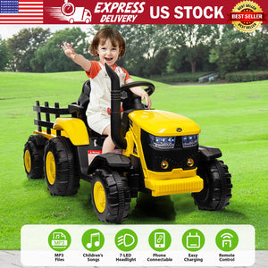 12V Electric Ride-On Tractor for Kids with Trailer, 6 Wheels, and Bluetooth Trend Times 18