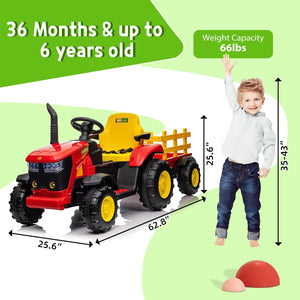 12V Electric Ride-On Tractor for Kids with Trailer, 6 Wheels, and Bluetooth Trend Times 5