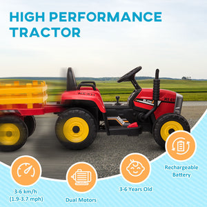 12V Electric Ride-On Tractor with Trailer, 25W Dual Motors and Remote Control Trend Times 1