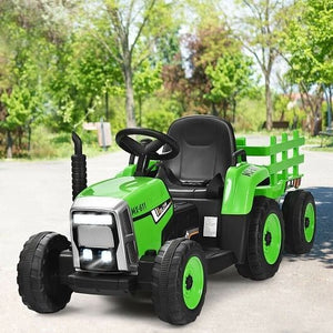 12V Ride-On Tractor with 3-Gear Shift and Ground Loader for Kids Ages 3+ Green Trend Times 2