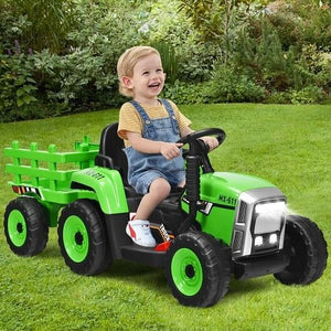 12V Ride-On Tractor with 3-Gear Shift and Ground Loader for Kids Ages 3+ Green Trend Times 3