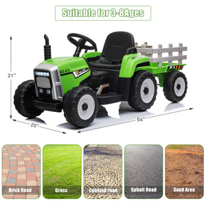 12V Ride-On Tractor with Detachable Trailer Remote Control LED Lights Kids Truck Toy Car Trend Times 4