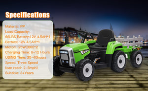 12V Electric Ride-On Tractor with Detachable Trailer for Kids and Toddlers Trend Times 10