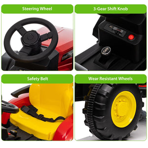 12V Battery-Powered Electric Ride-On Tractor with Trailer and Remote Control Toy Trend Times 4