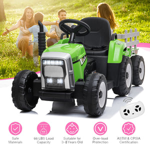 12V Electric Ride-On Tractor with Trailer for Kids and Remote Control Vehicle Toy Trend Times 0