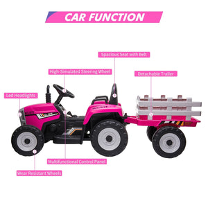 12V Ride-On Tractor with Trailer and Remote Control Speed Adjustment Trend Times 3