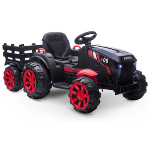 12V Electric Ride-On Tractor with Trailer for Toddlers and Kids Featuring LED Lights Trend Times 1