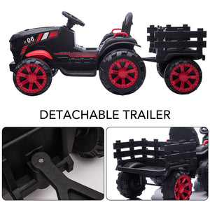 12V Electric Ride-On Tractor with Trailer for Toddlers and Kids Featuring LED Lights Trend Times 4