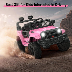 12V Electric Ride-On Truck for Kids with AUX Port, LED Lights, and 2 Speed Settings Trend Times 13