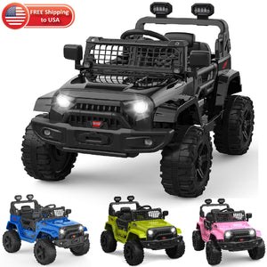 12V Electric Ride-On Truck for Kids with AUX Port, LED Lights, and 2 Speed Settings Trend Times 2
