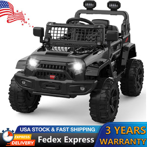 12V Electric Ride-On Truck for Kids with AUX Port, LED Lights, and 2 Speed Settings Trend Times 24