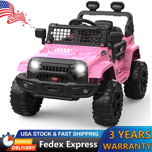12V Electric Ride-On Truck for Kids with AUX Port, LED Lights, and 2 Speed Settings Trend Times 9