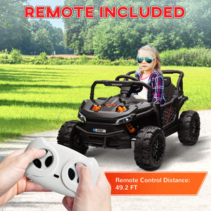 12V Ride-On UTV Truck Toy with 4-Wheel Suspension and Remote Control in Black Trend Times 7