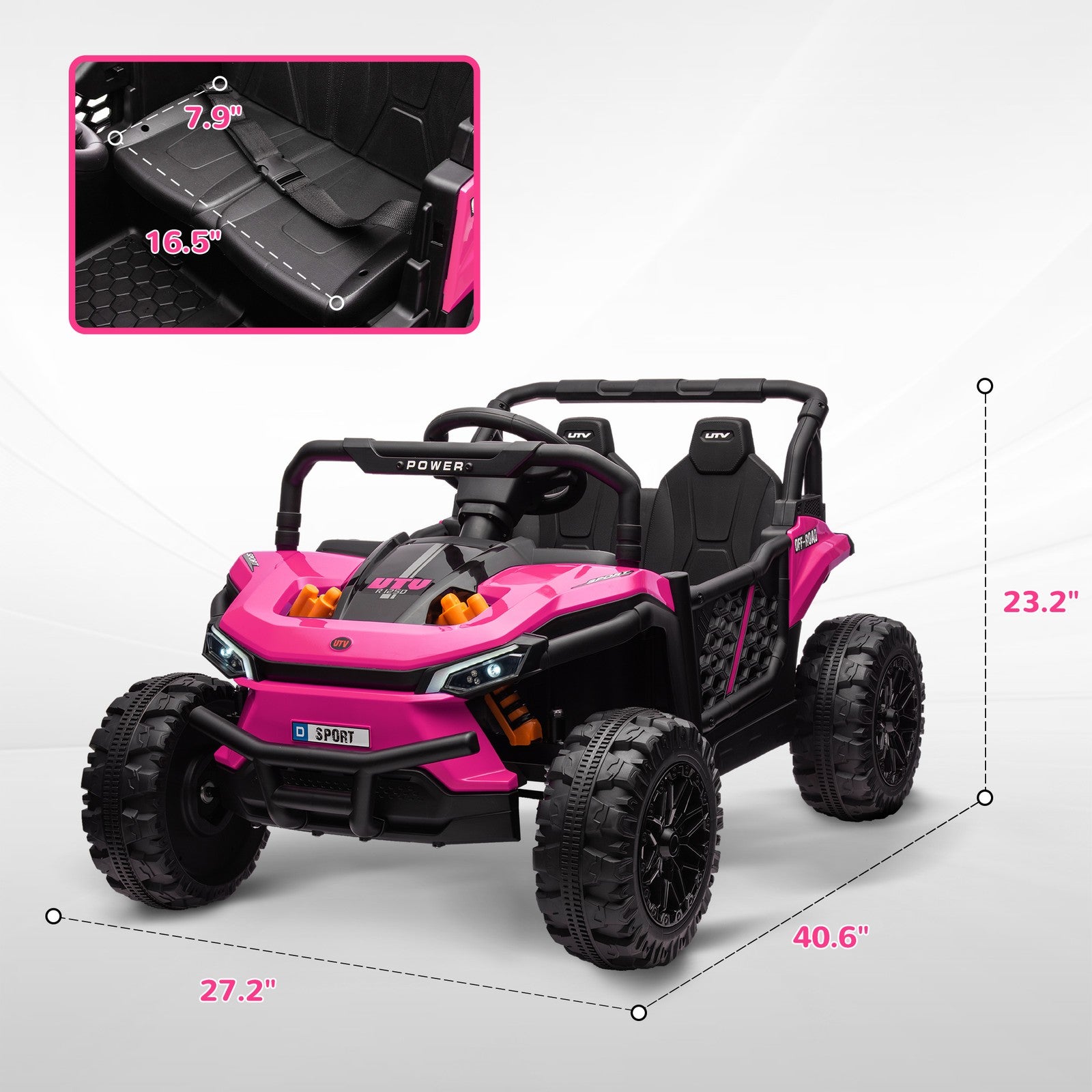 12V Pink Ride-On UTV Truck Toy with Remote Control and 4-Wheel Suspension Trend Times 1