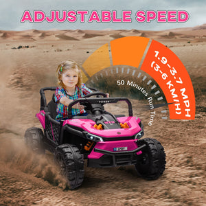 12V Pink Ride-On UTV Truck Toy with Remote Control and 4-Wheel Suspension Trend Times 6