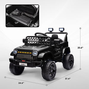 12V Ride-On Truck with Spring Suspension and Remote Control in Black Trend Times 2
