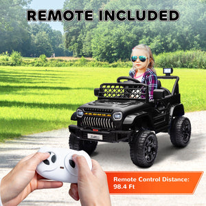 12V Ride-On Truck with Spring Suspension and Remote Control in Black Trend Times 7