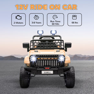 12V Ride-On Truck with Spring Suspension and Remote Control in Khaki Trend Times 4