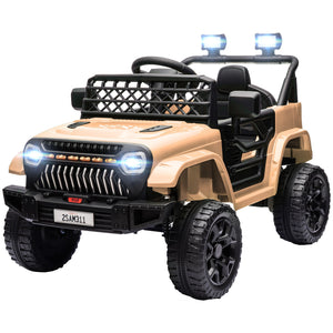 12V Ride-On Truck with Spring Suspension, Remote Control, Khaki Trend Times 3
