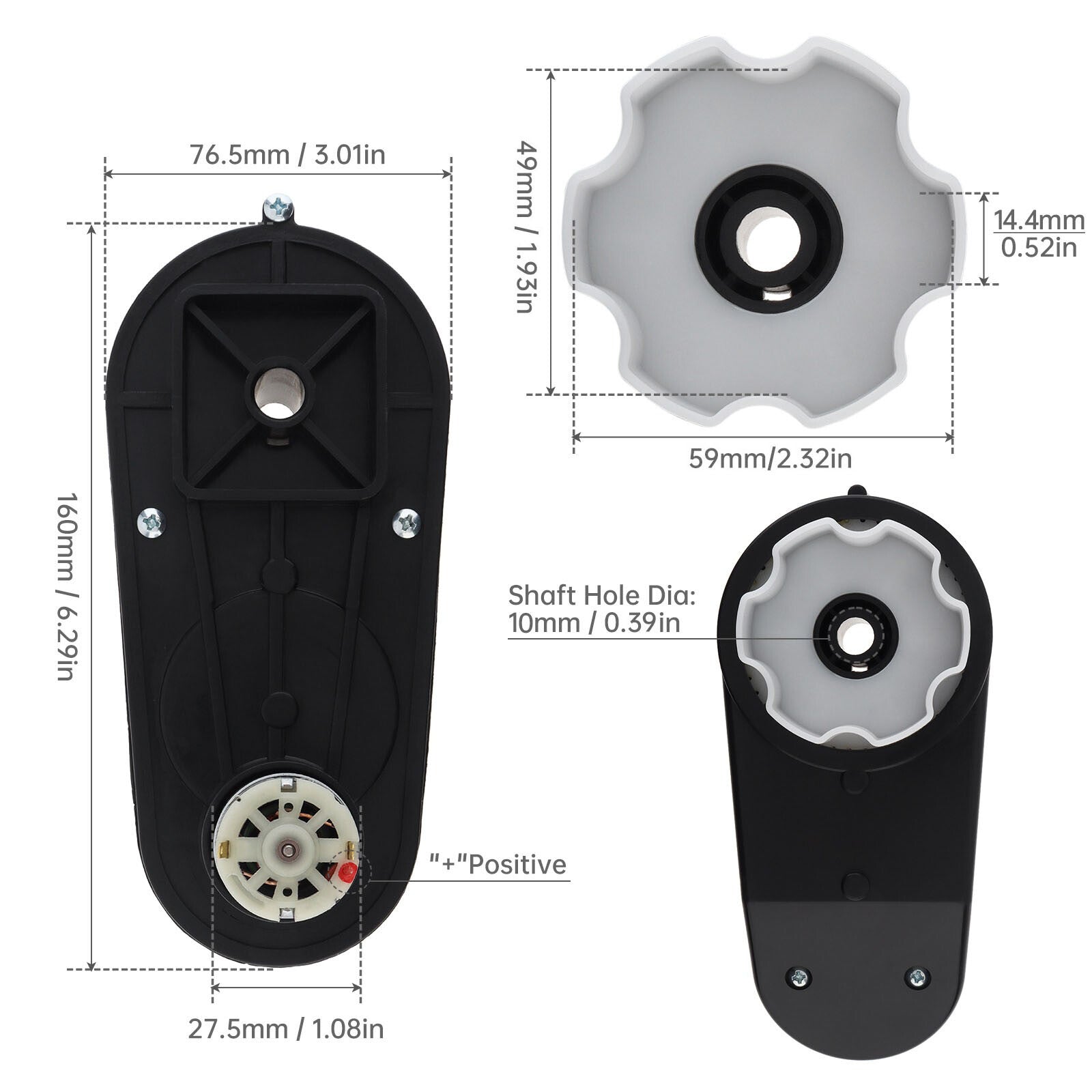 12V RS390 Motor with 1.0CM Axle for Children's Electric Ride-On Car Gearbox Trend Times 1