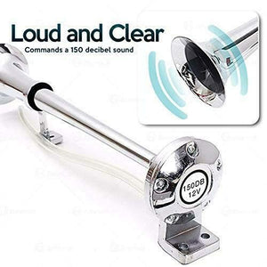 12V Single Trumpet Air Horn with Premium Silver Finish and Alarm Relay Included Trend Times 1