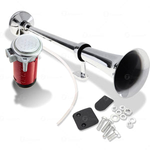 12V Single Trumpet Air Horn with Premium Silver Finish and Alarm Relay Included Trend Times Variant 0