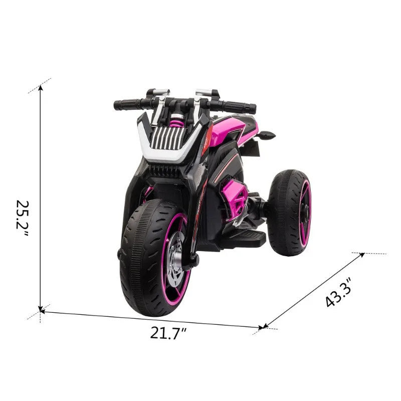 12V Kids Electric Three-Wheel Ride-On Motorcycle with Horns and LED Lights Trend Times 0