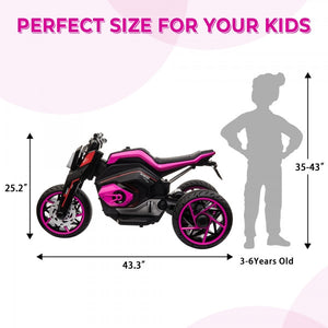 12V Three-Wheeled Battery-Powered Motorcycle with LED Lights and Horn for Kids Ages 3-8 Trend Times 12