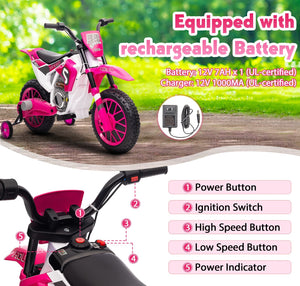 12V Electric Battery-Powered Kids Motorcycle Ride-On Toy with 2-Speed Settings Trend Times 12