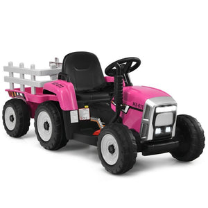 12V Toddler Ride-On Tractor with Large Trailer and 3-Gear Shift Ground Loader Toy for Kids Trend Times 0