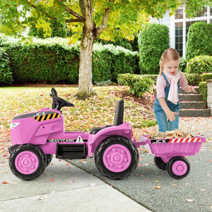 12V Toddler Ride-On Tractor Toy with Remote Control and Detachable Storage Trailer Trend Times 3