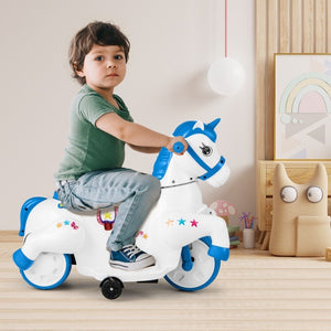 12V Unicorn Ride-On Toy for Kids with Training Wheels and Horse Riding Mode Trend Times 2