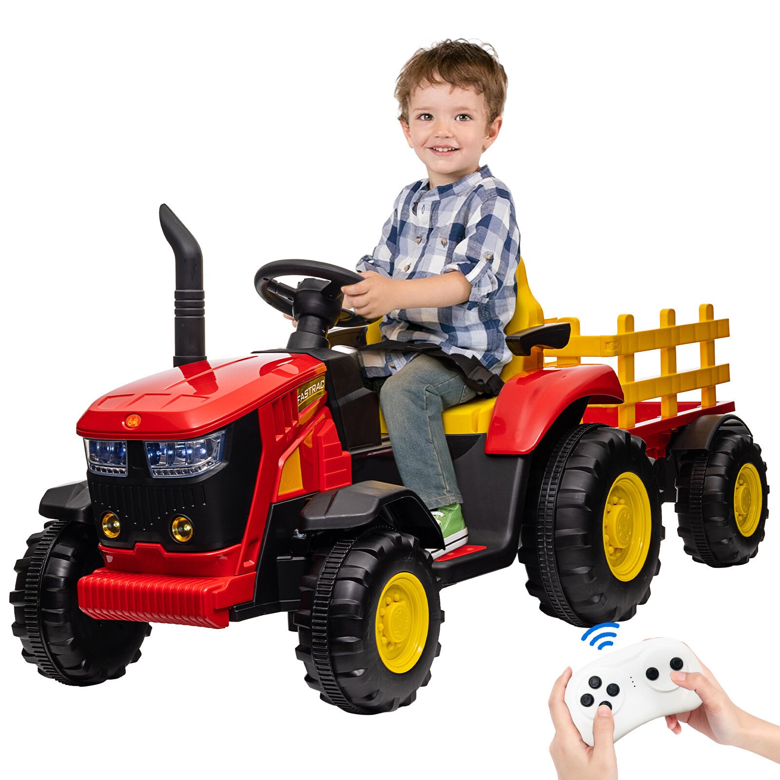 12V Electric Ride-On Tractor Car for Kids with Trailer and Rechargeable Battery Trend Times 1