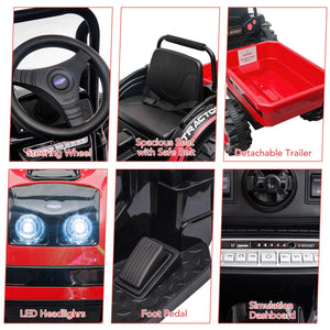 12V Upgraded Electric Ride-On Tractor with Trailer and Remote Control for Kids Trend Times 2