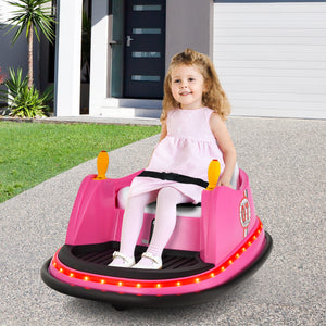 12V Kids Ride-On Bumper Car with 360° Spin and Remote Control, Pink Trend Times 4