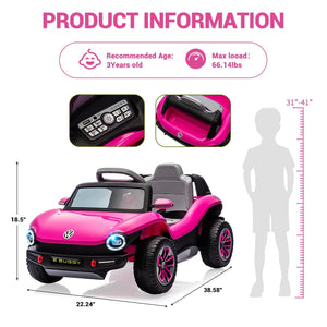 12V VW Beetle Kids Electric Ride-On Car with Remote Control, Lights, Music, and USB Port Trend Times 28