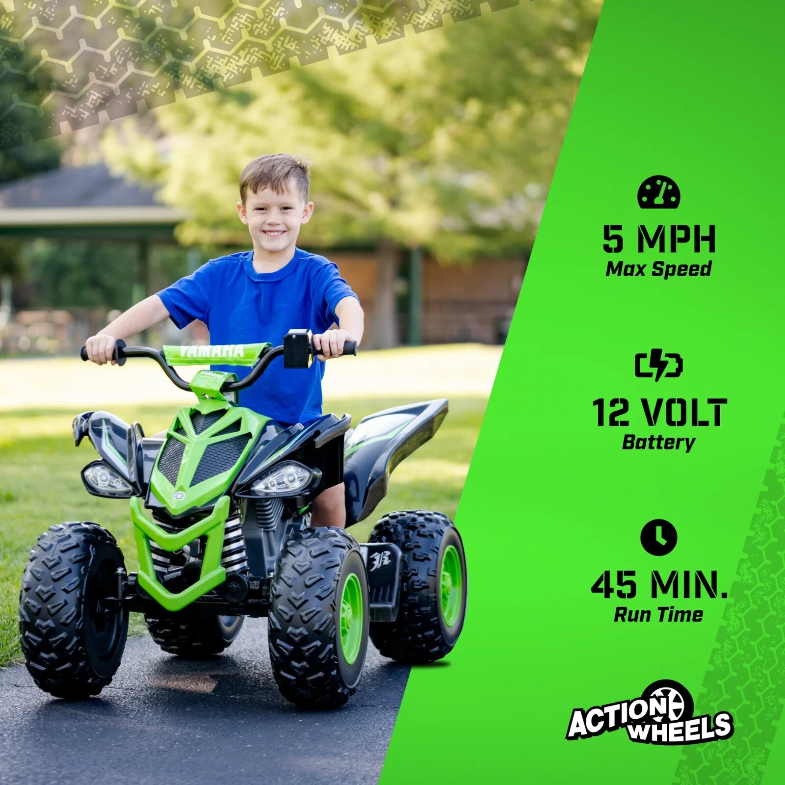 12V Electric Yamaha Raptor Ride-On ATV Quad Toy for Kids Ages 3+ with 5 MPH Speed Trend Times 1