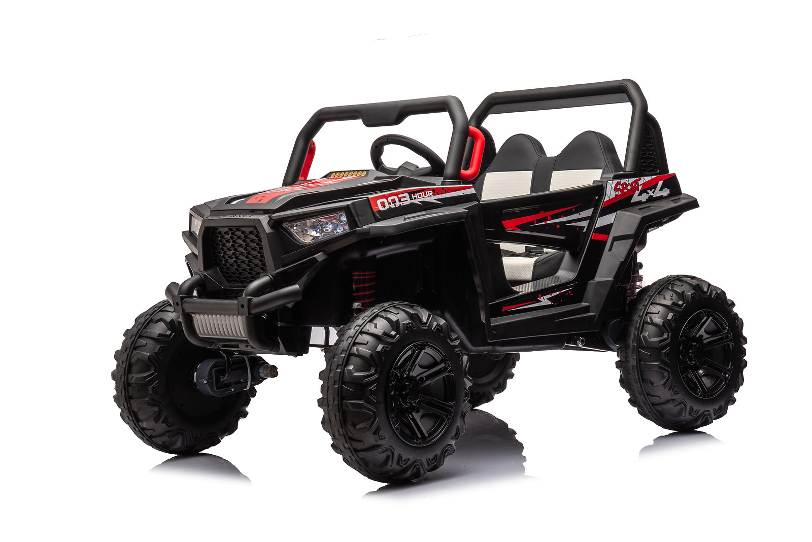 12V 7Ah x2 30W Four-Wheel Drive Kids Ride-On Car with Leather Seat and One-Button Start, Forward and Reverse Trend Times 0