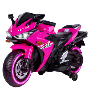 12V 7Ah Kids Ride-On Motorcycle Toy with Training Wheels and Lighting Trend Times 0