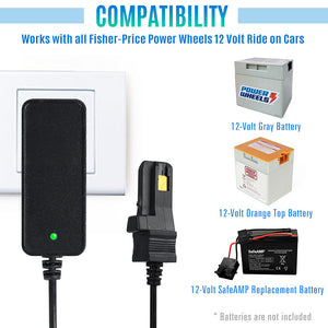 12V Grey Battery Charger Adapter for Power Wheels 00801-1460 Trend Times 4
