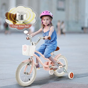 14 Inch Kids Bike with Removable Training Wheels and Front Basket in Pink Trend Times 3