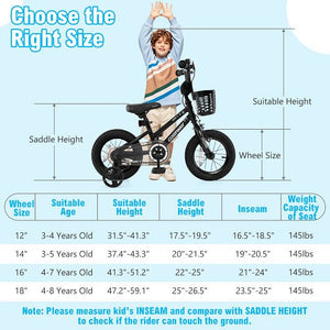 14 Inch Kids Bike with Basket and Training Wheels for Children Aged 4-5 Years Old Trend Times 3