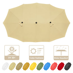 14 Ft Double Sided Umbrella Replacement Canopy Table Top Outdoor Beach Pool Beige - Trend Times Toy Stores
