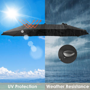 14 Ft Double Sided Umbrella Replacement Canopy Table Top Outdoor Beach Pool Black - Trend Times Toy Stores