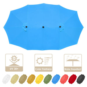 14 Ft Double Sided Umbrella Replacement Canopy Table Top Outdoor Beach Pool SkyBlue - Trend Times Toy Stores
