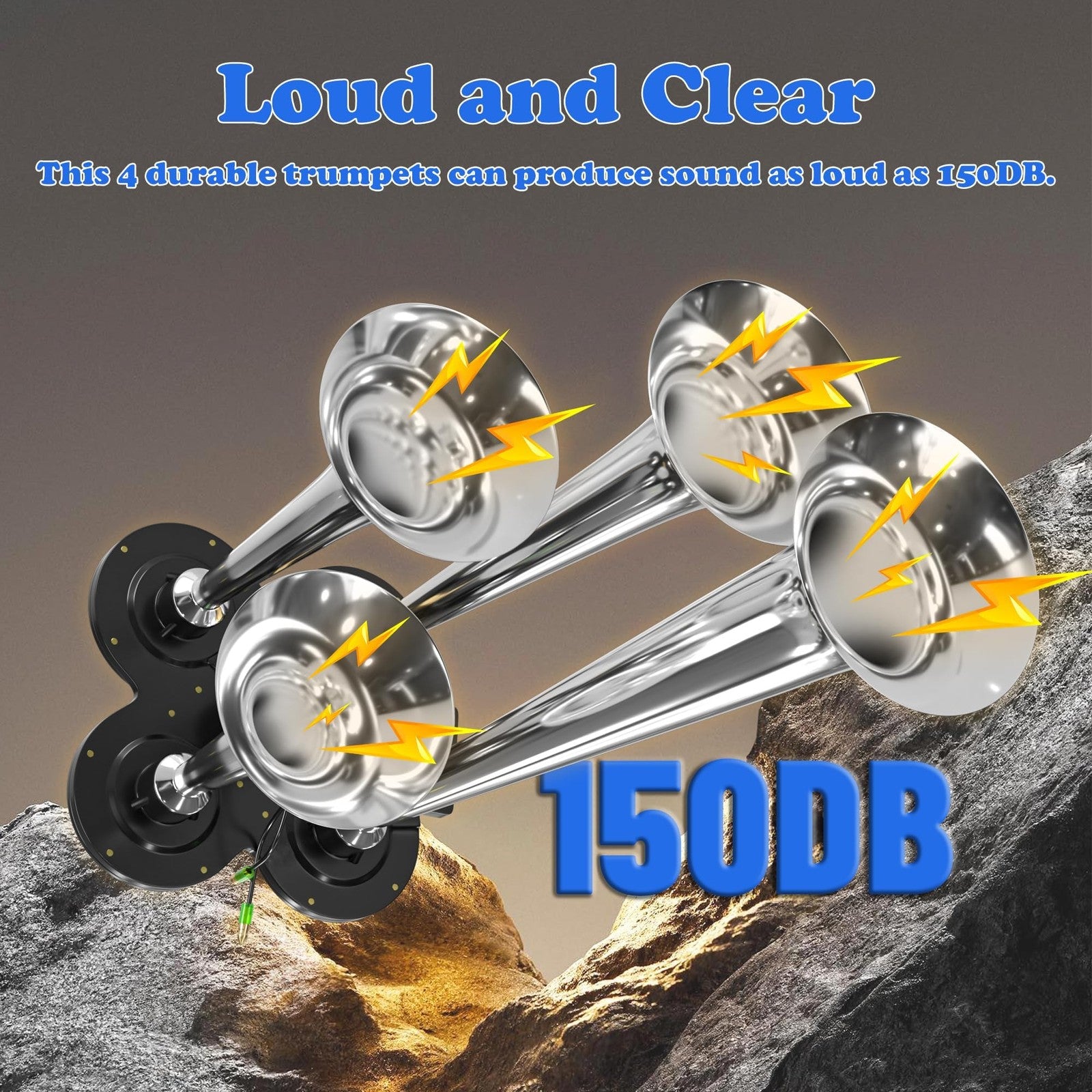 150DB Train Horn Kit with 12V Air Compressor and 1.6 Gallon Tank for Trucks and SUVs Trend Times 1